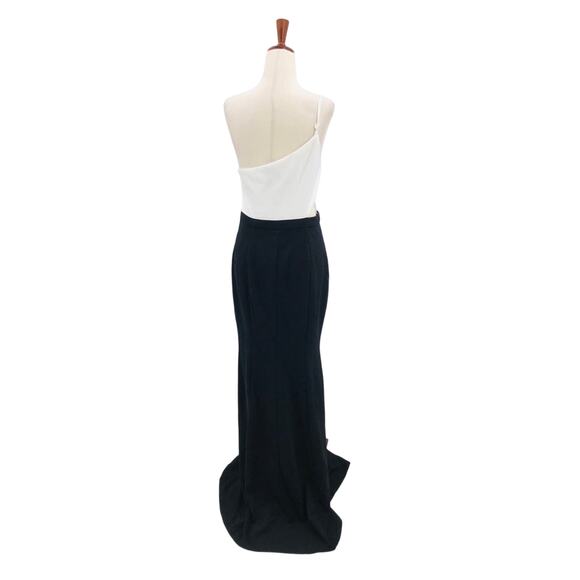 MANIJU Sz S Pure Chic Black White Colorblock Asymmetrical Maxi Dress NEW B141 - Picture 6 of 9